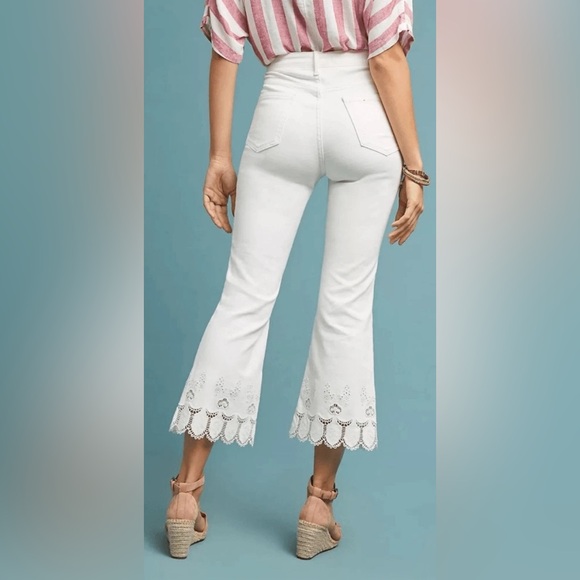 Pilcro and the Letterpress High Rise Cropped Flare Jeans With Lace Hem - Picture 2 of 8